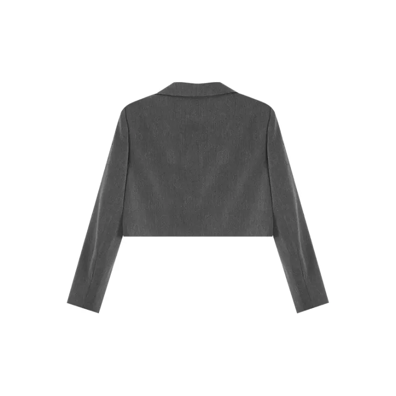 ANNIBUHUO 2024 Fall Cropped Coat Women's Dark Gray-1