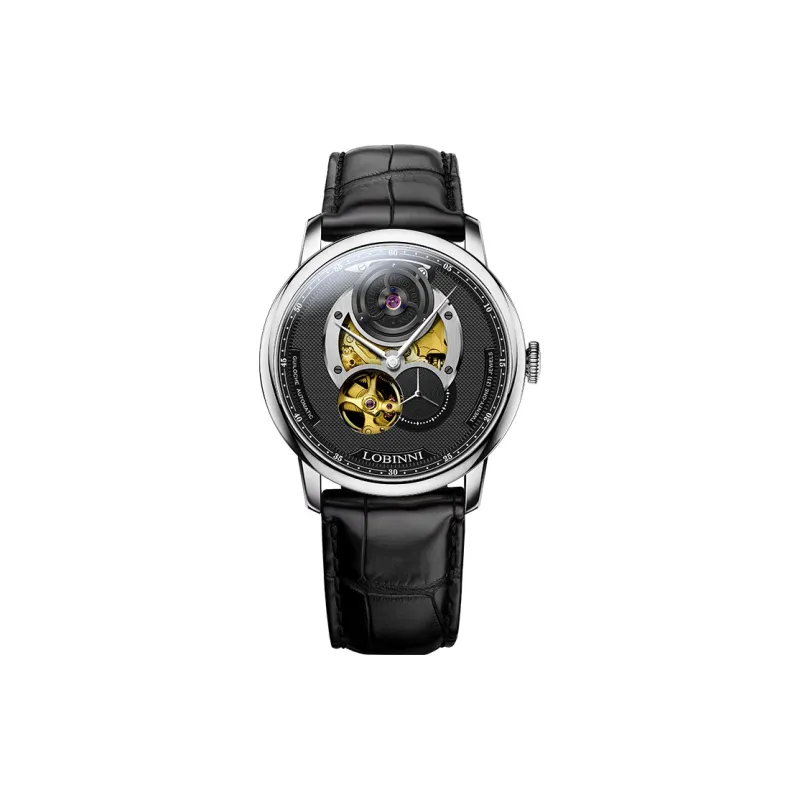 LOBINNI L Men's Watches Automatic Mechanical Movement Cowhide Strap Watch Men's Watches Black Dial-12