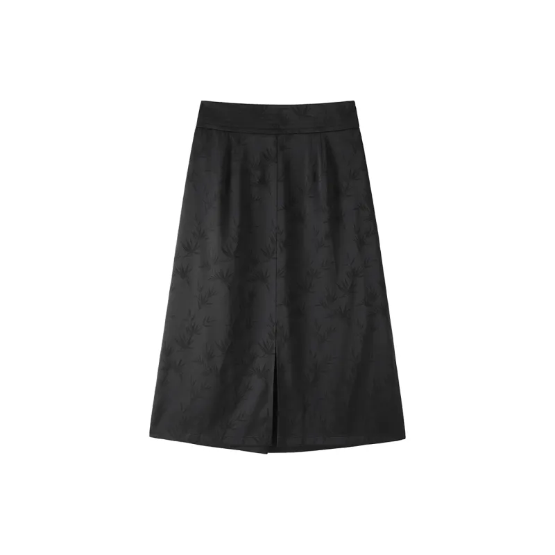 PEACEBIRD Casual Long Skirt Women's Black-1