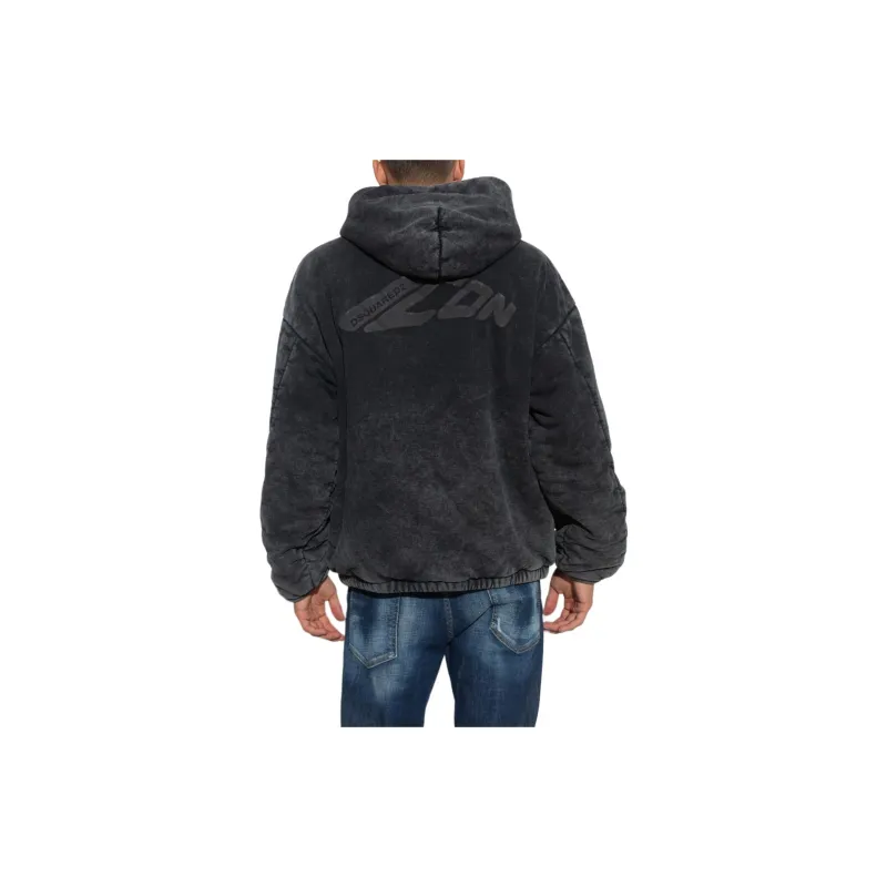DSQUARED 2 Icon Embossed Washed Hoodie-2
