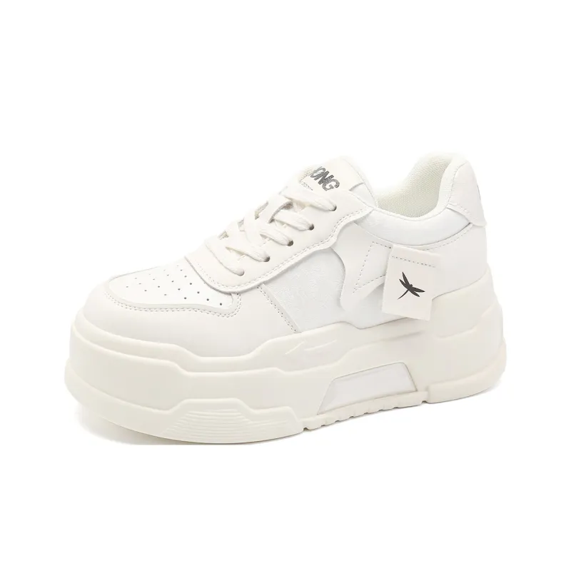 RED DRAGONFLY Platform Shoes Height Increasing Lightweight Low Top Casual Shoes Women's Beige Black Ecru-8