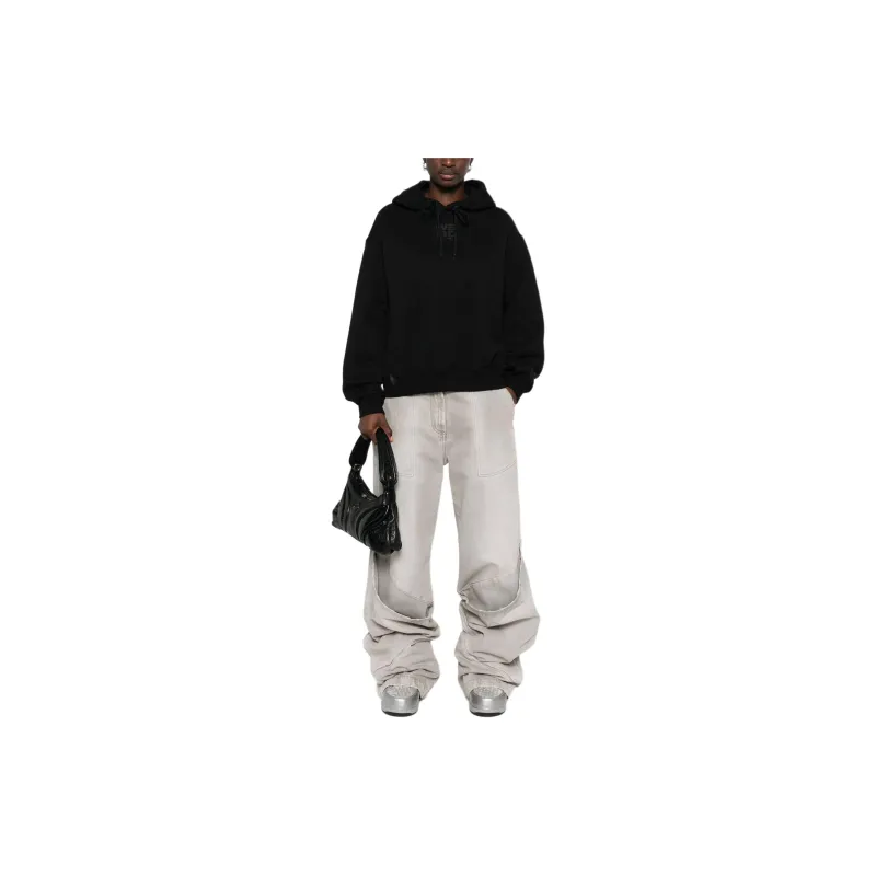 T By Alexander Wang Essential Terry Puff Paint Logo Hoodie Black-1