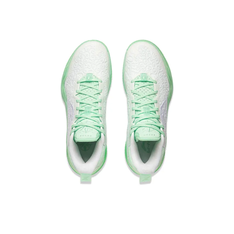 LiNing Knife 5 Cushioned Slip-Resistant Rebound Anti-Twist Mid-Top Performance Basketball Shoes Men's White Green-3