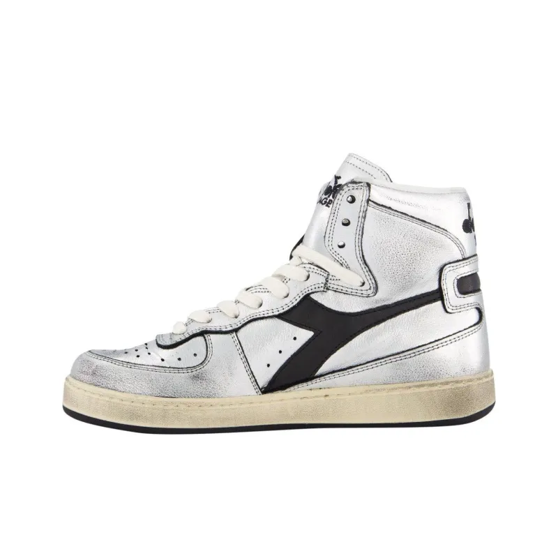 Diadora Mi Basket Anti-Slip Wear-Resistant High-Top Casual Shoes Women's Silver-0