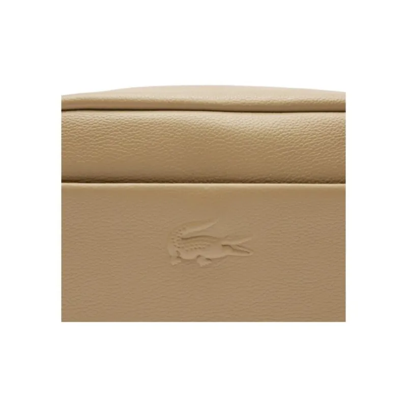LACOSTE Cow Leather Shoulder Bag, Crossbody Bag Trumpets Women's Beige-4
