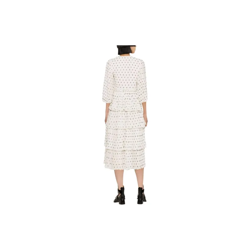 GANNI Monogram print Pleated Midi Dress-2