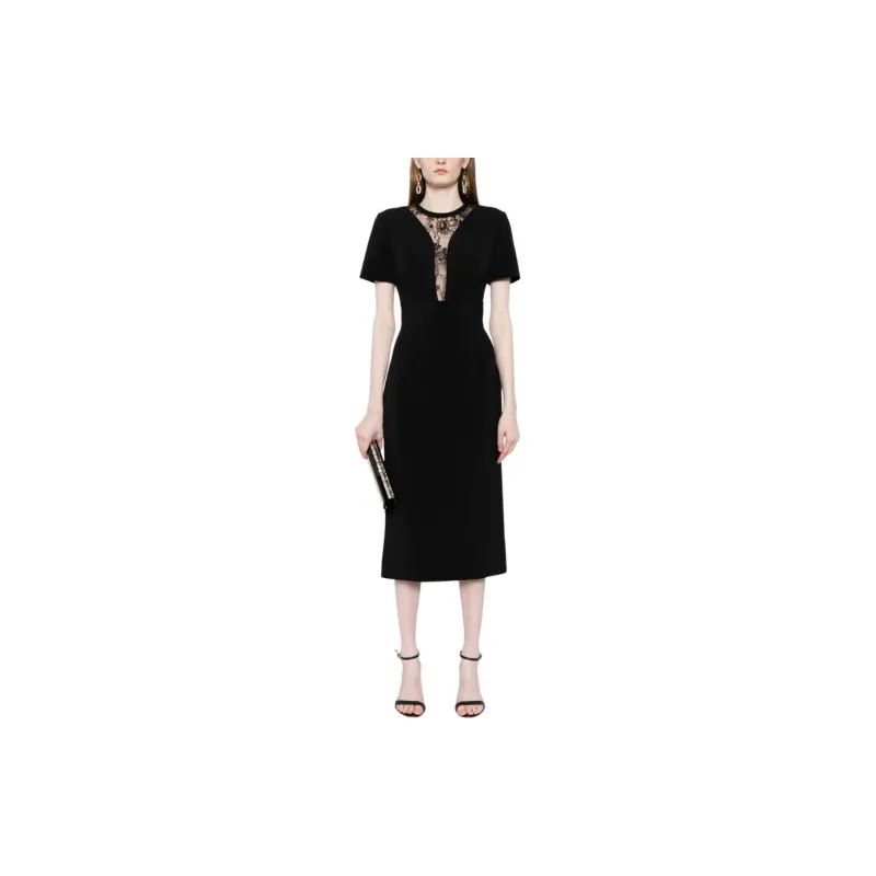 ELIE SAAB Lace panel Midi Dress-1