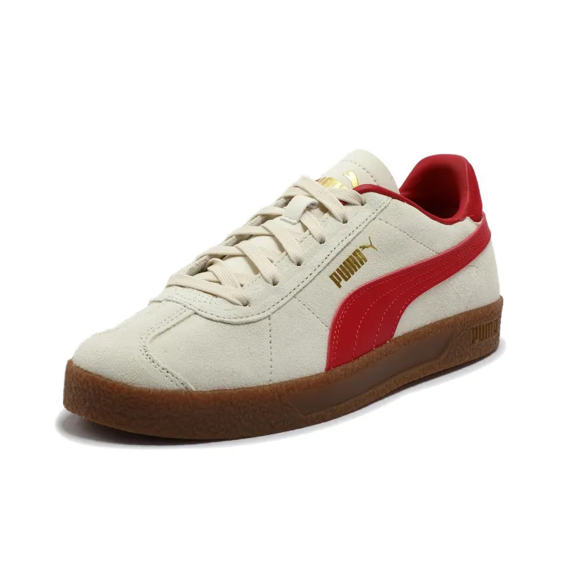 PUMA Club Abrasion Resistant Low Top Skateboard Shoes Unisex White Red Gold-2