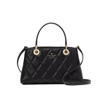 Kate Spade Smooth Quilted Leather Handbag Small Size Women's Black