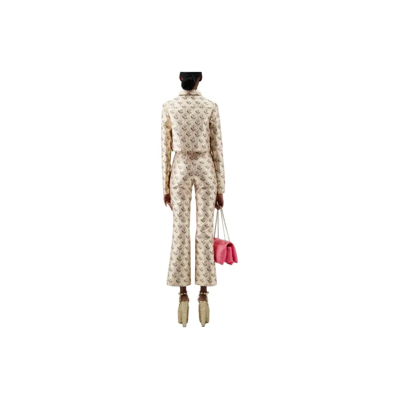 Giambattista Vall Floral jacquard Cropped Flared Trousers-3