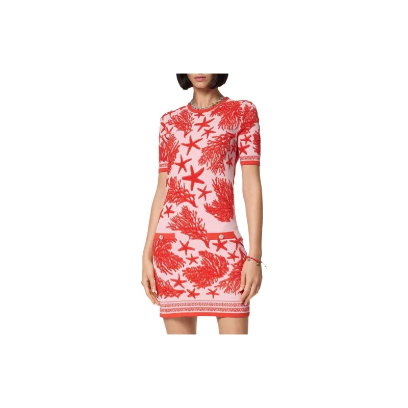 VERSACE Barocco Sea Short-Sleeved Knitted Midi Dress-1