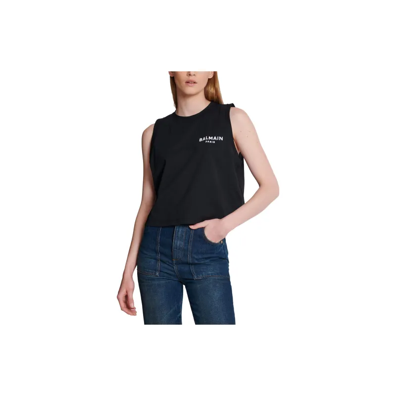 BALMAIN Flocked Logo Tank Top-4