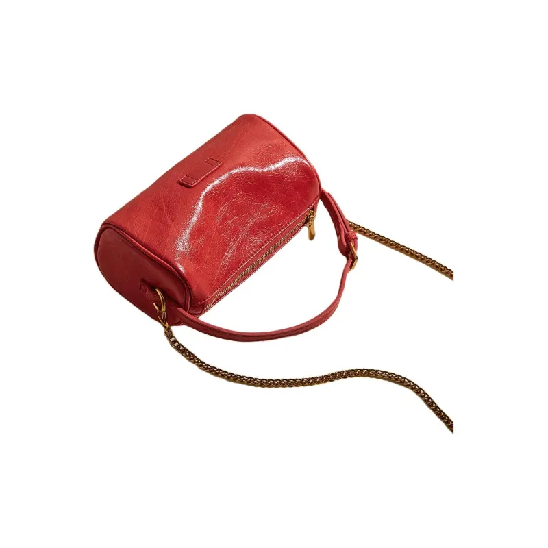 Marino Orlandi Cow Leather Bonded Synthetic Leather Shoulder Bag Regular Women's Black/Red/Khaki-7