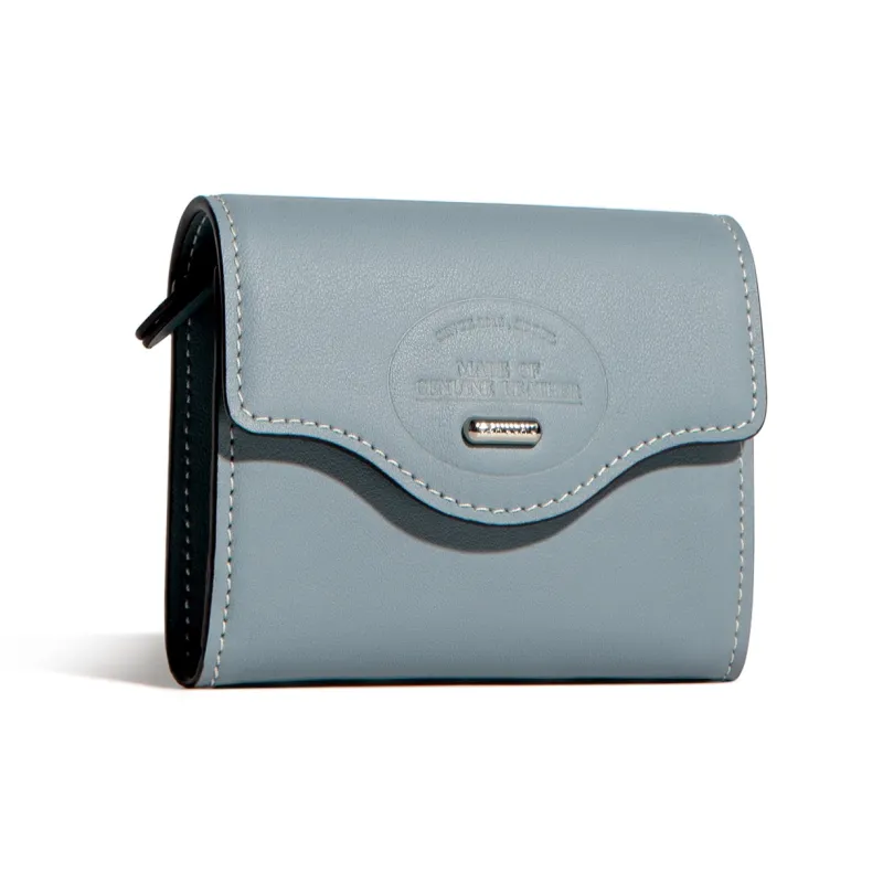 Cthulhu Top Grain Cow Leather Card Holder Mini Unisex Blue/Brown-3