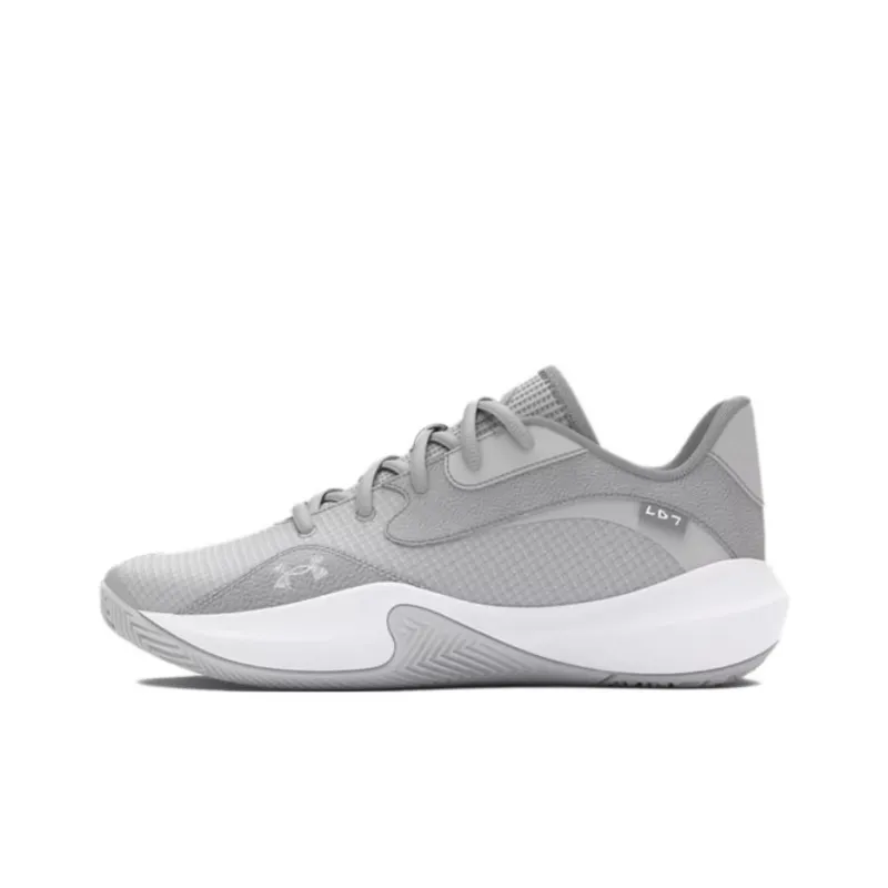 Under Armour Lockdown 7 Anti Slip Wear Resistant Low Top Basketball Shoes Unisex Gray-0