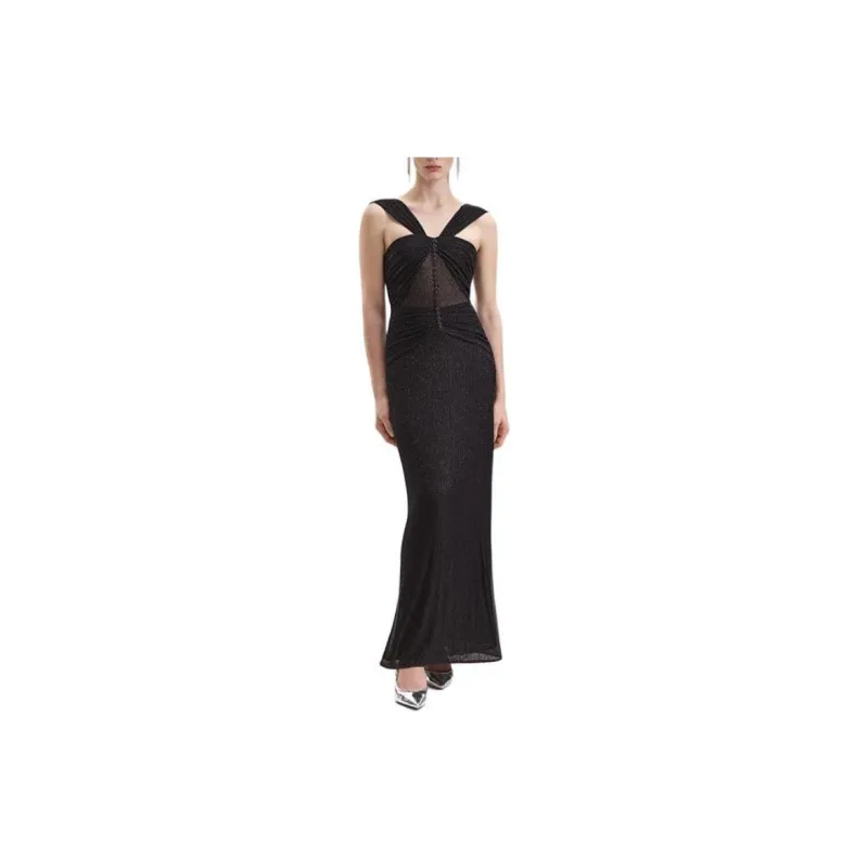 Self portrait Sleeveless Dress Women's Classic Black-1