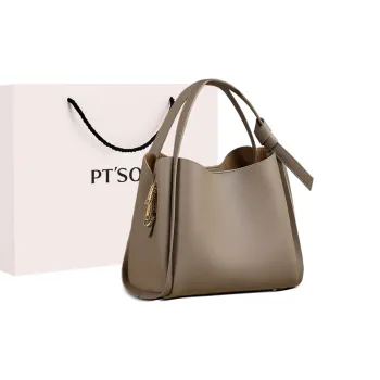 PT'SON Cow Leather With Synthetic Leather Bucket Bag, Crossbody Handbag Women's
