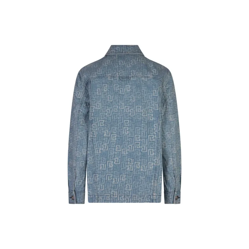 BALMAIN Logo Monogram Denim Jacket-1