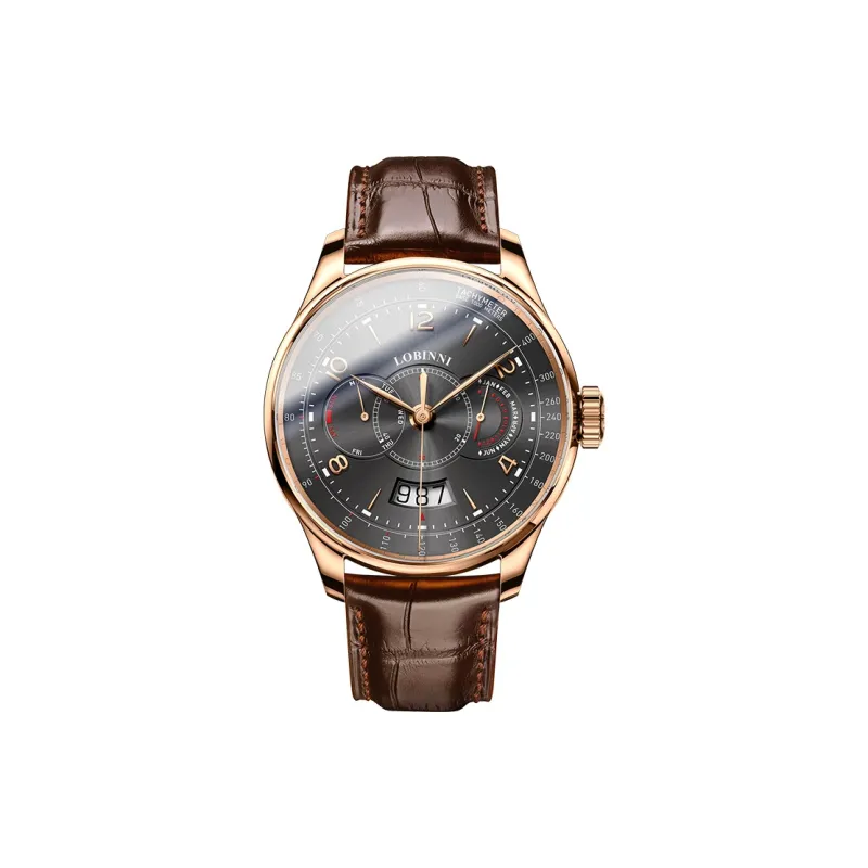LOBINNI L Men's Watches Automatic Mechanical Movement Cowhide Strap Watch Men's Watches Silver Dial-7