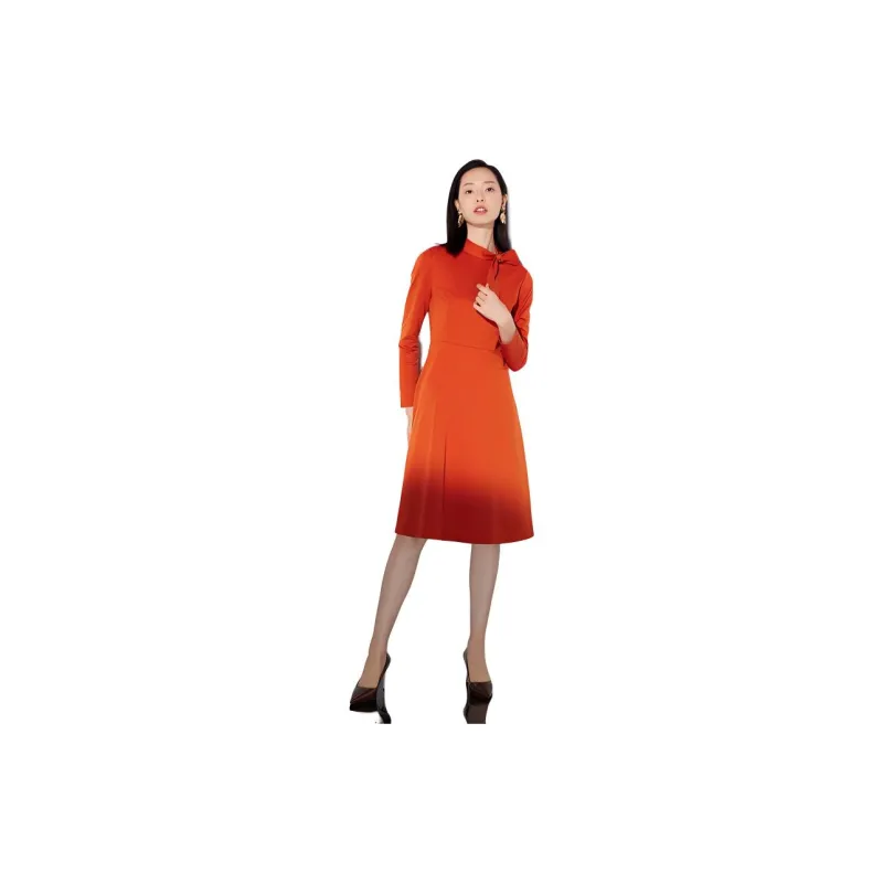 BBLLUUEE Long Sleeved Dress Women's Rimu Orange-3