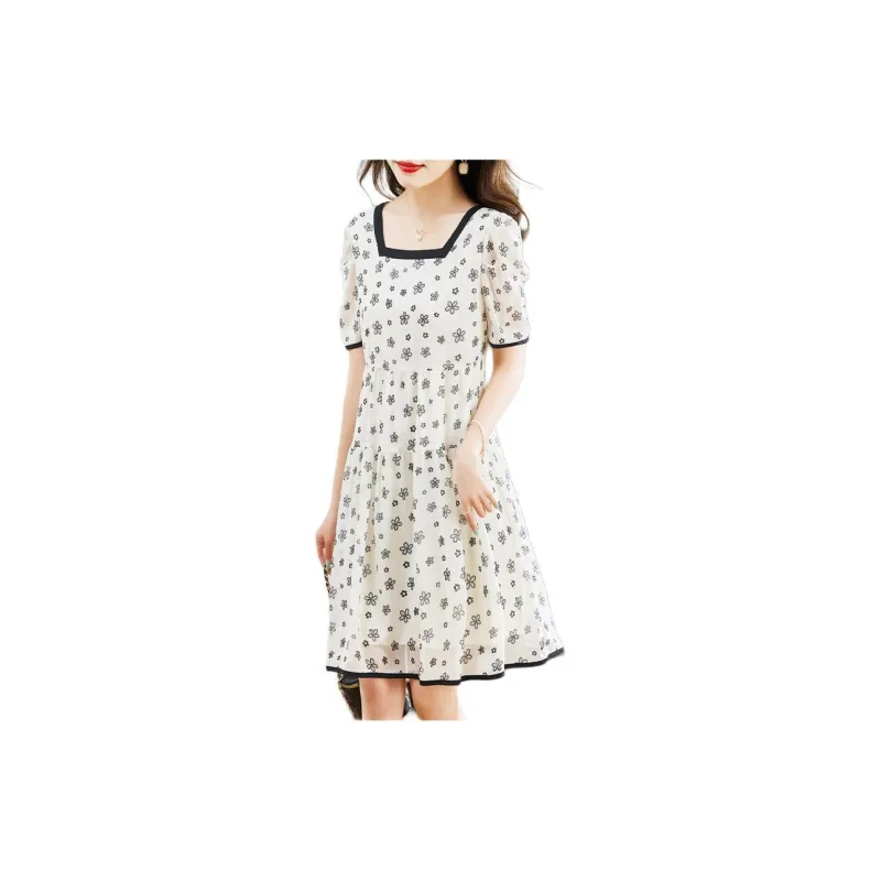 Hang Yi Court Short Sleeved Dresses Women's Apricot-3