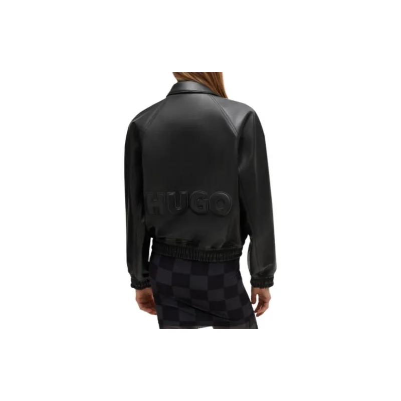 HUGO BOSS Relaxed-Fit Jacket In Faux Leather With Rear Logo Jackets Coats Women's Black-3