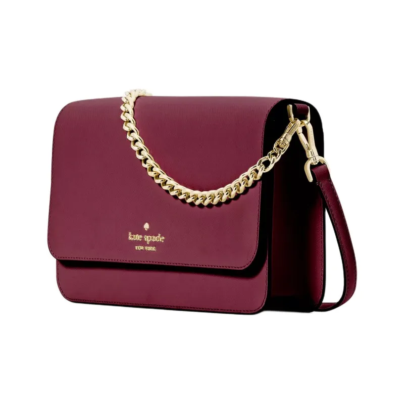 Kate Spade Saffiano Leather Shoulder Bag, Crossbody Bag Medium Size Women's Blackberry-1