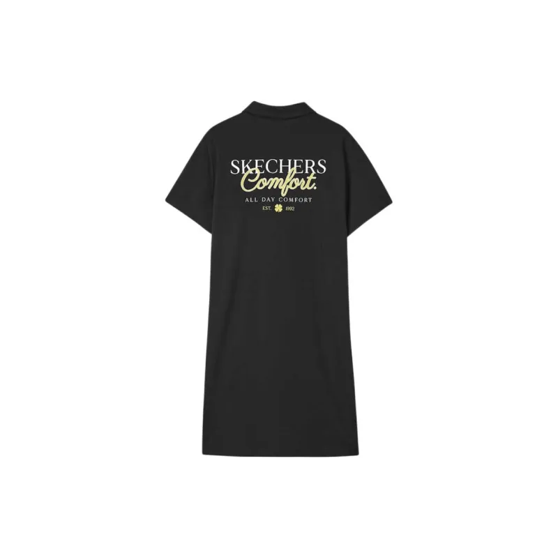 Skechers Colorful Short Sleeved Dress Women's Carbon Black-1