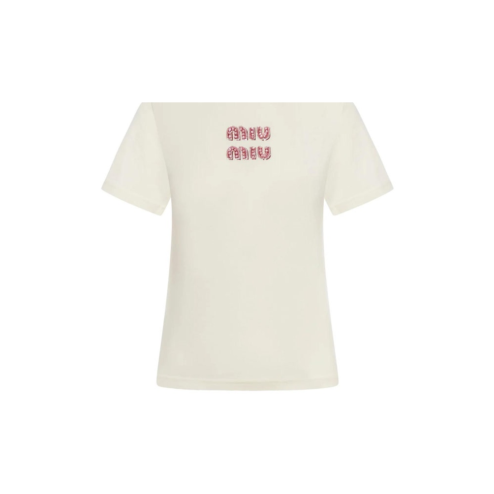 miu miu ホワイト Tシャツ XS Miu Miu T-Shirt XS: Distressed Design