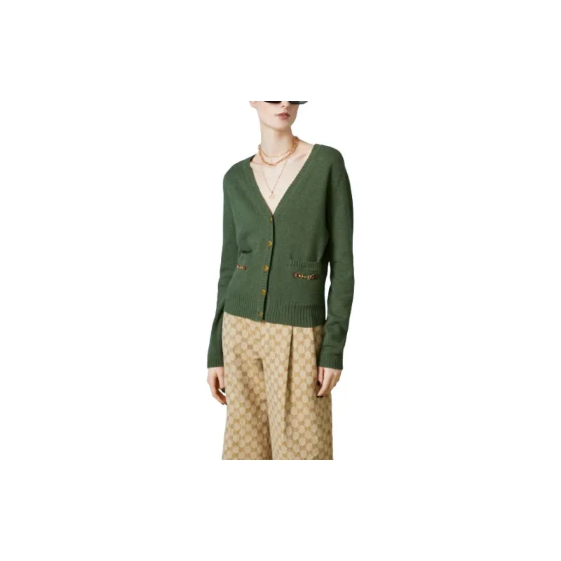 GUCCI Horsebit detail Cashmere Cardigan-1