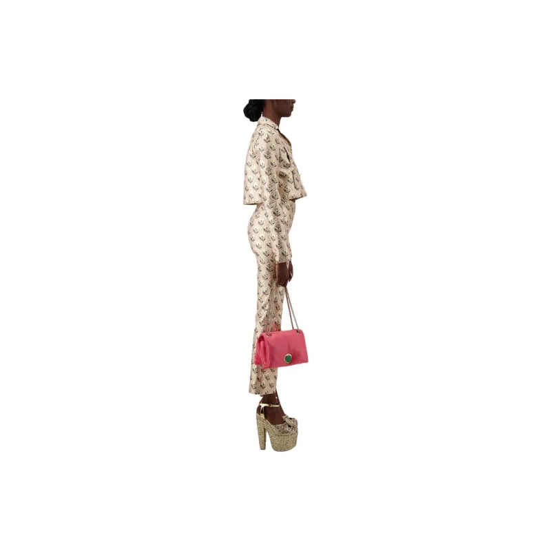Giambattista Vall Floral jacquard Cropped Flared Trousers-4