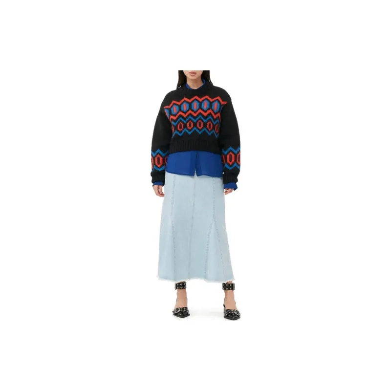 GANNI Patterned Organic wool Jumper-1