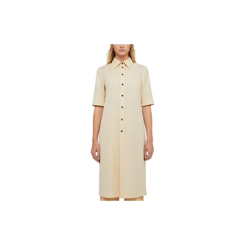 JIL SANDER Wool Gabardine Long Shirt-1