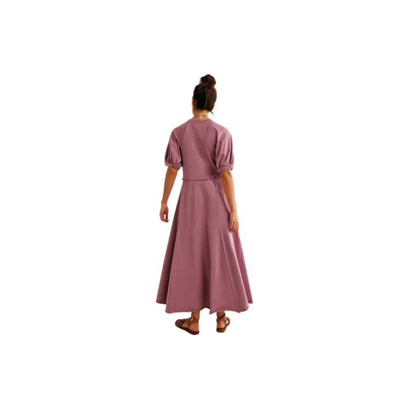 FREE PEOPLE Brentwood Maxi Short-Sleeved Dresses Women's Mauve Orchid/Purple Orchid-1