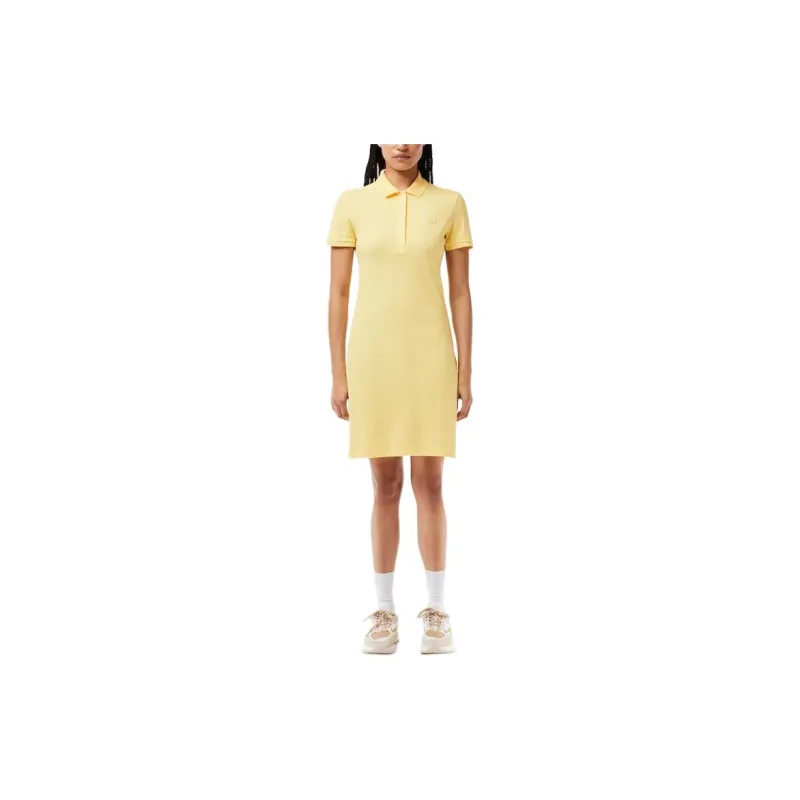 LACOSTE Short Sleeved Dress Women's Light Yellow-3