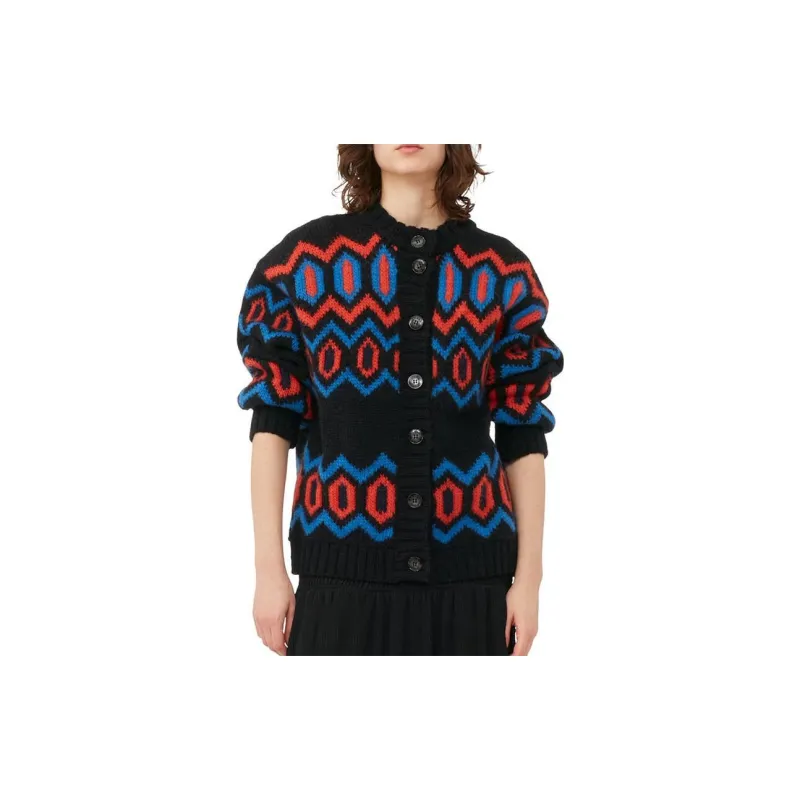GANNI Organic cotton Chunky knit Cardigan-1