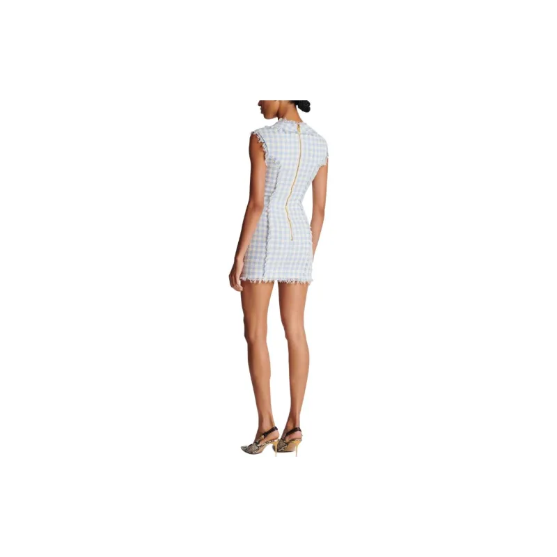BALMAIN Gingham Tweed Minidress-2