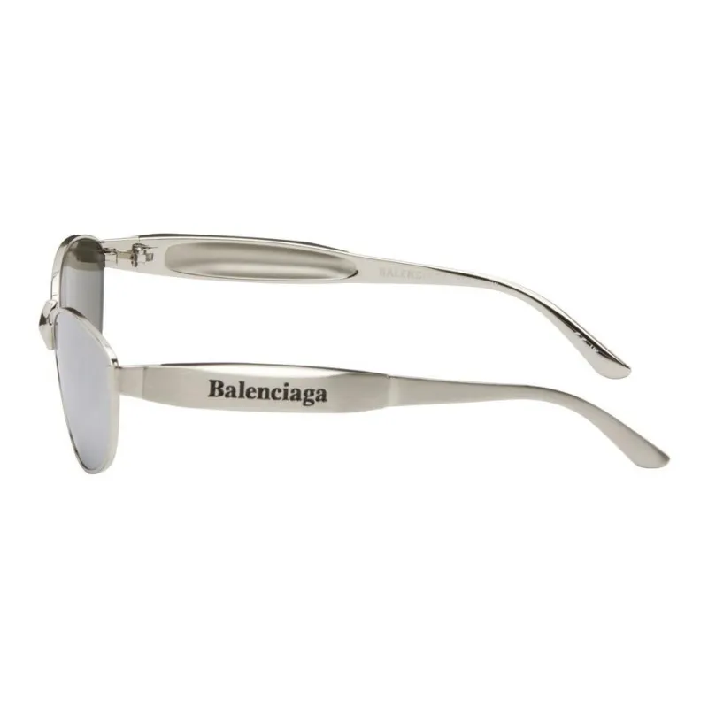Balenciaga Stainless Steel Oval Sunglasses Men's Silver-1