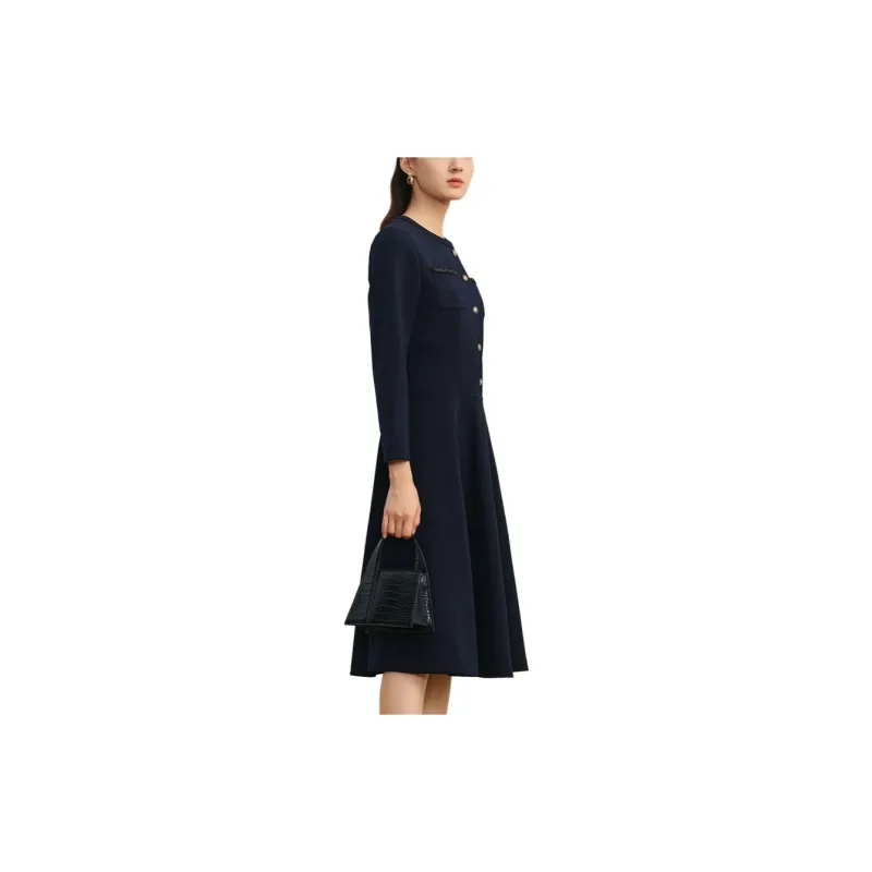 JZ. ANNAKRO Long Sleeved Dresses Women's Dark Blue-1