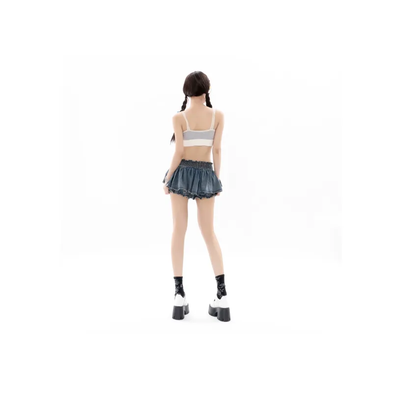 FOCOS STUDIO Denim Short Skirts Women's Blue-2