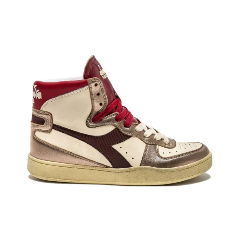 Diadora Heritage Anti Slip Wear Resistant High Top Skateboard Shoes Women's Beige-1