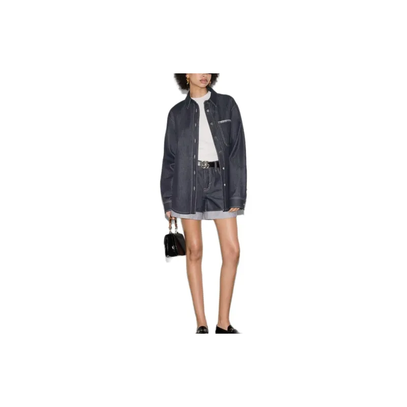 GUCCI Denim Shorts Women's Navy-3