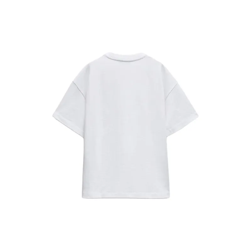 ZARA Drop Shoulder Sleeve T-Shirt Women's White-1