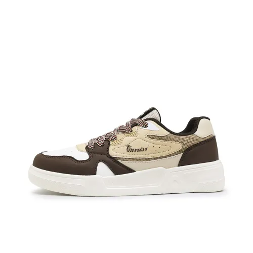 Warrior Wear resistant Lightweight Breathable And Non slip. Low Top Skateboard Shoes Men's Apricot Brown White
