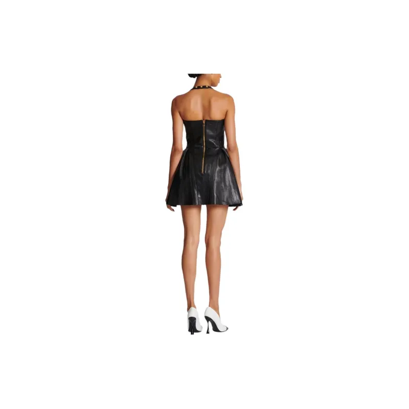 BALMAIN Pleated Leather Minidress-3