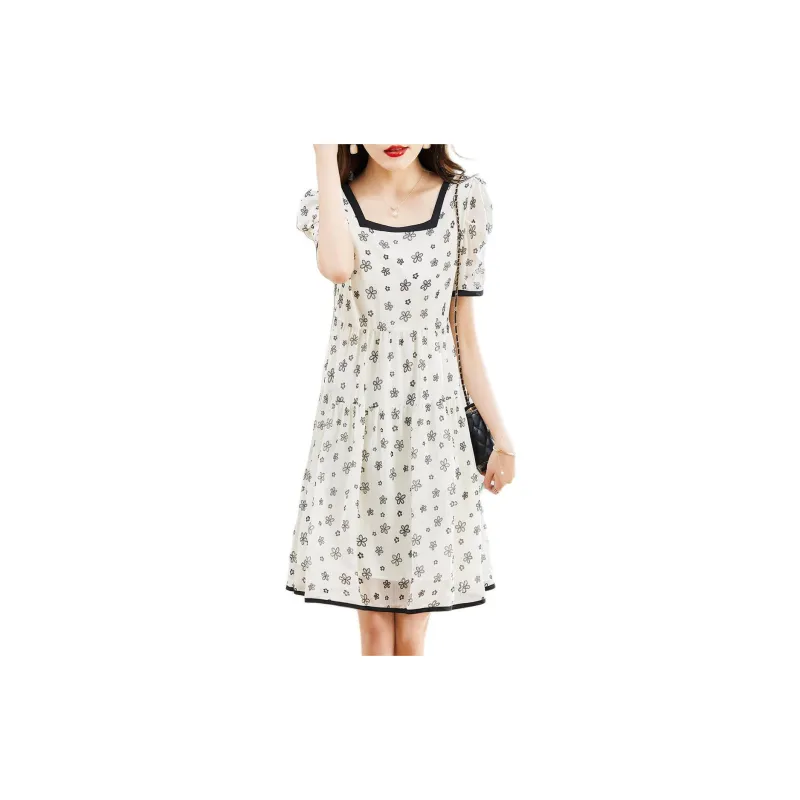 Hang Yi Court Short Sleeved Dresses Women's Apricot-2