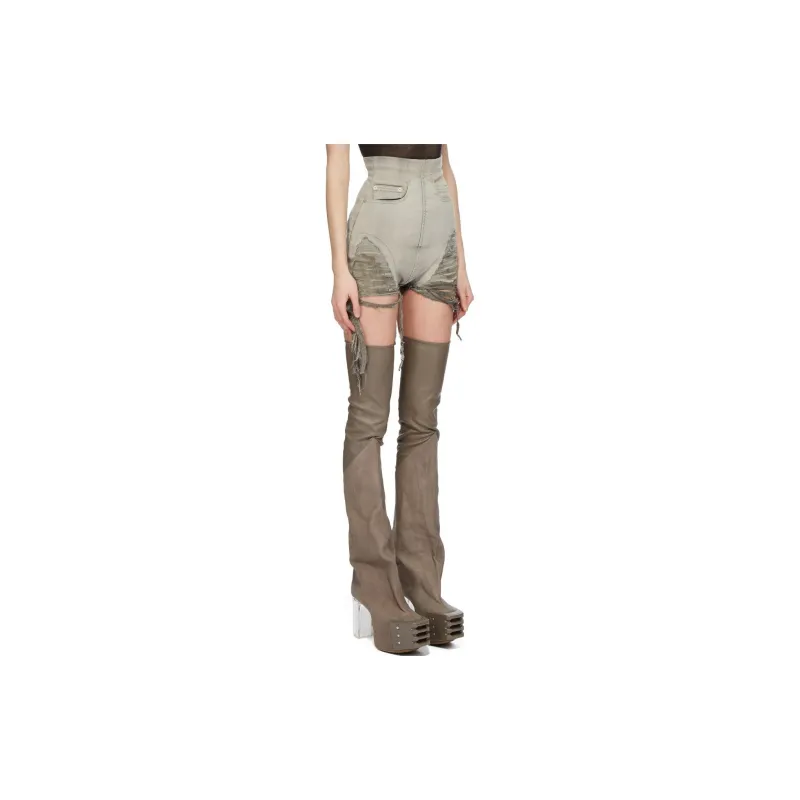 RICK OWENS Distressed Effect Denim Shorts-1