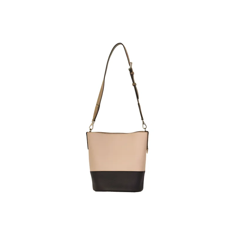 FERRAGAMO Studio Natural Grained Calfskin Bucket Bag Handbag Shoulder Bag Women's Brown/Black-4