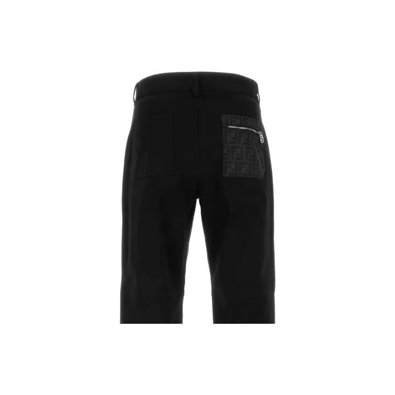 FENDI Zucca panelled Straight legged Trousers-3