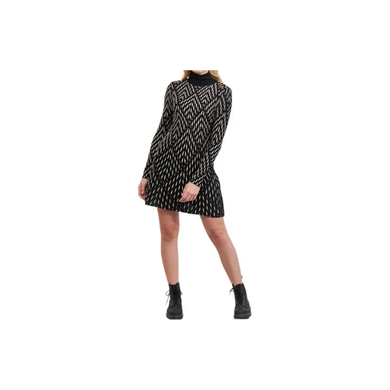 Desigual Long Sleeved Dress Women's Black White-3
